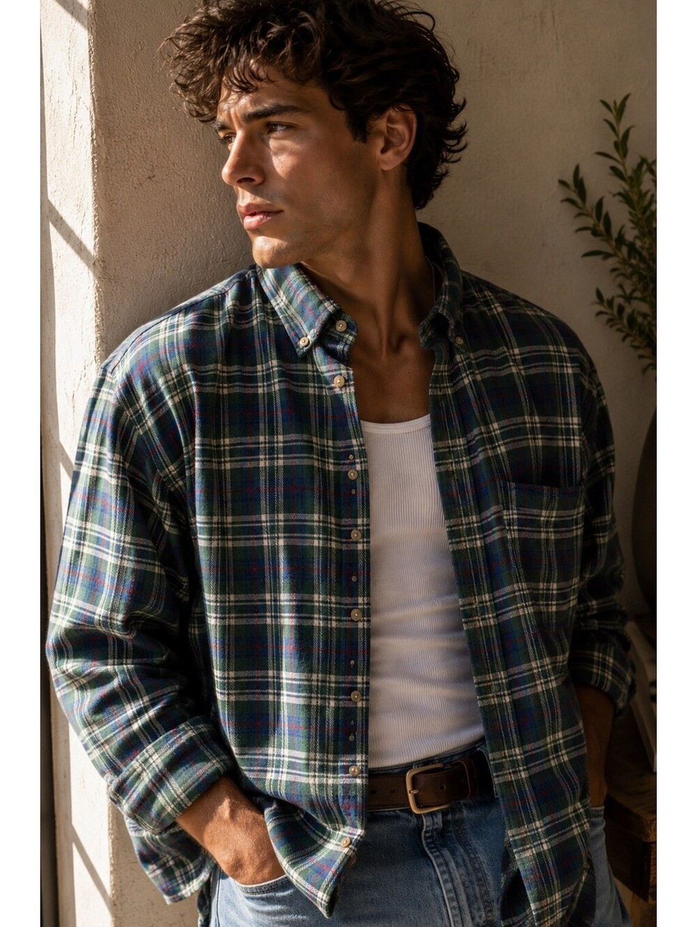 American Blue Authentic Denim Plaid Flannel Shirt – Men’s XXL
